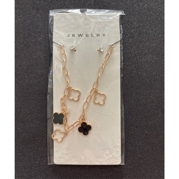 Unbranded Jewelry - 2/$12 Women's Unbranded Gold & Black Clover Charm Necklace Set, One Size